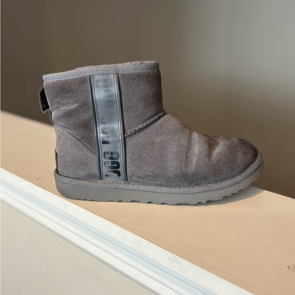 UGG Womens Classic Mini Side Logo II Boots - Lighthouse Grey Size 7 - Picture 2 of 9